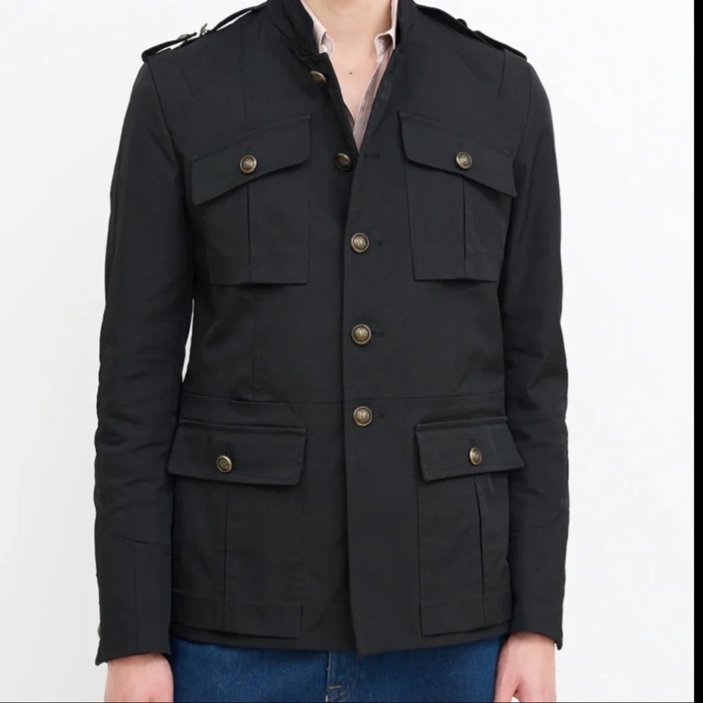 GUCCI Archival 2008 FW Runway Military Field Jacket Waxed Canvas Grey 50 L